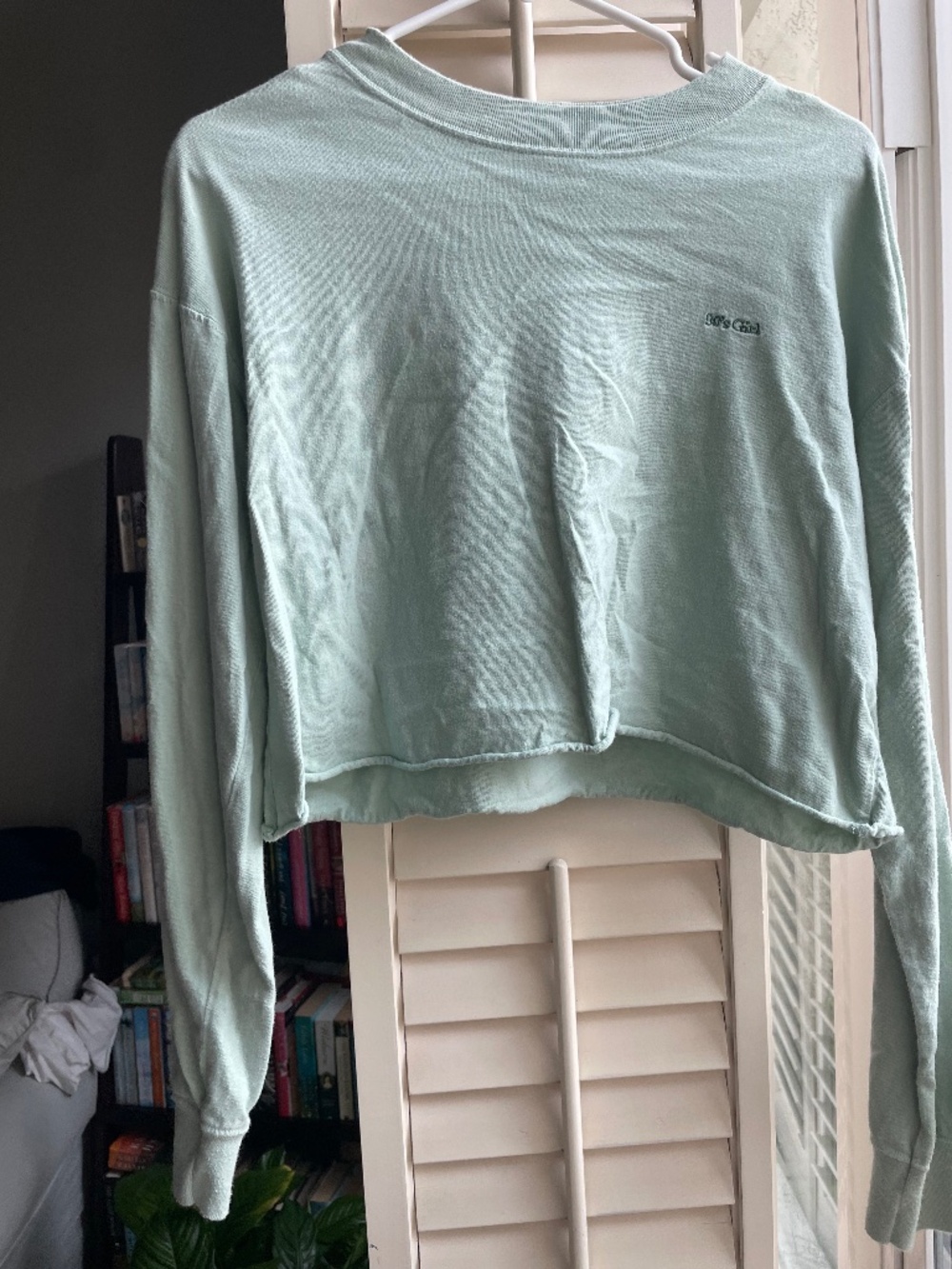 Sage green Long sleeved crop top size medium